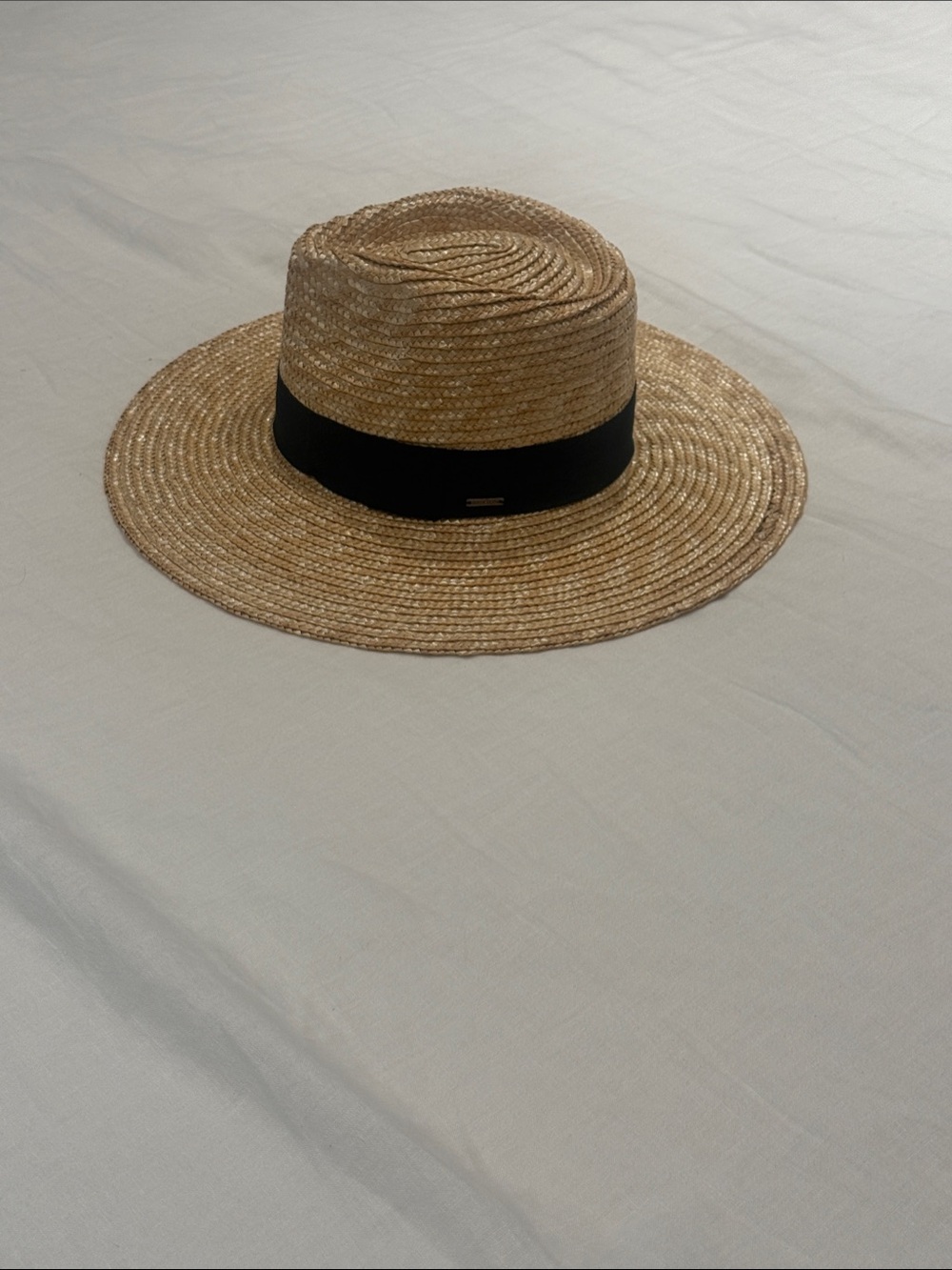 Straw Boater Hat with Black Band - women